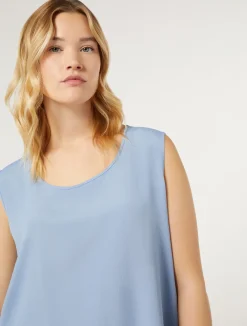 Clearance Marina Rinaldi Acetate and silk top LIGHTBLUE
