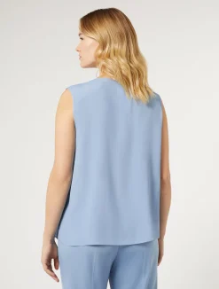Clearance Marina Rinaldi Acetate and silk top LIGHTBLUE