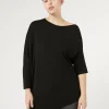 New Marina Rinaldi Asymmetrical wool sweater BLACK