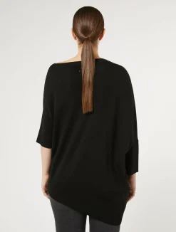 New Marina Rinaldi Asymmetrical wool sweater BLACK
