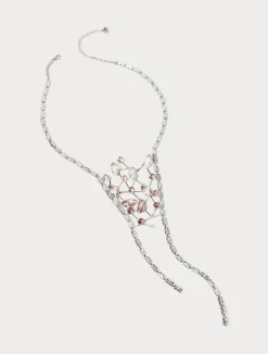 Clearance Marina Rinaldi Baguette beads and rhinestone-adorned necklace PINK