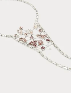 Clearance Marina Rinaldi Baguette beads and rhinestone-adorned necklace PINK