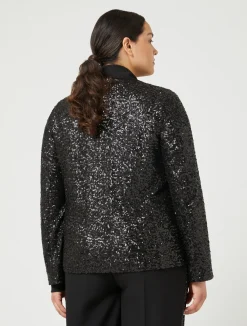 Best Marina Rinaldi Blazer in technical fabric and sequins BLACK