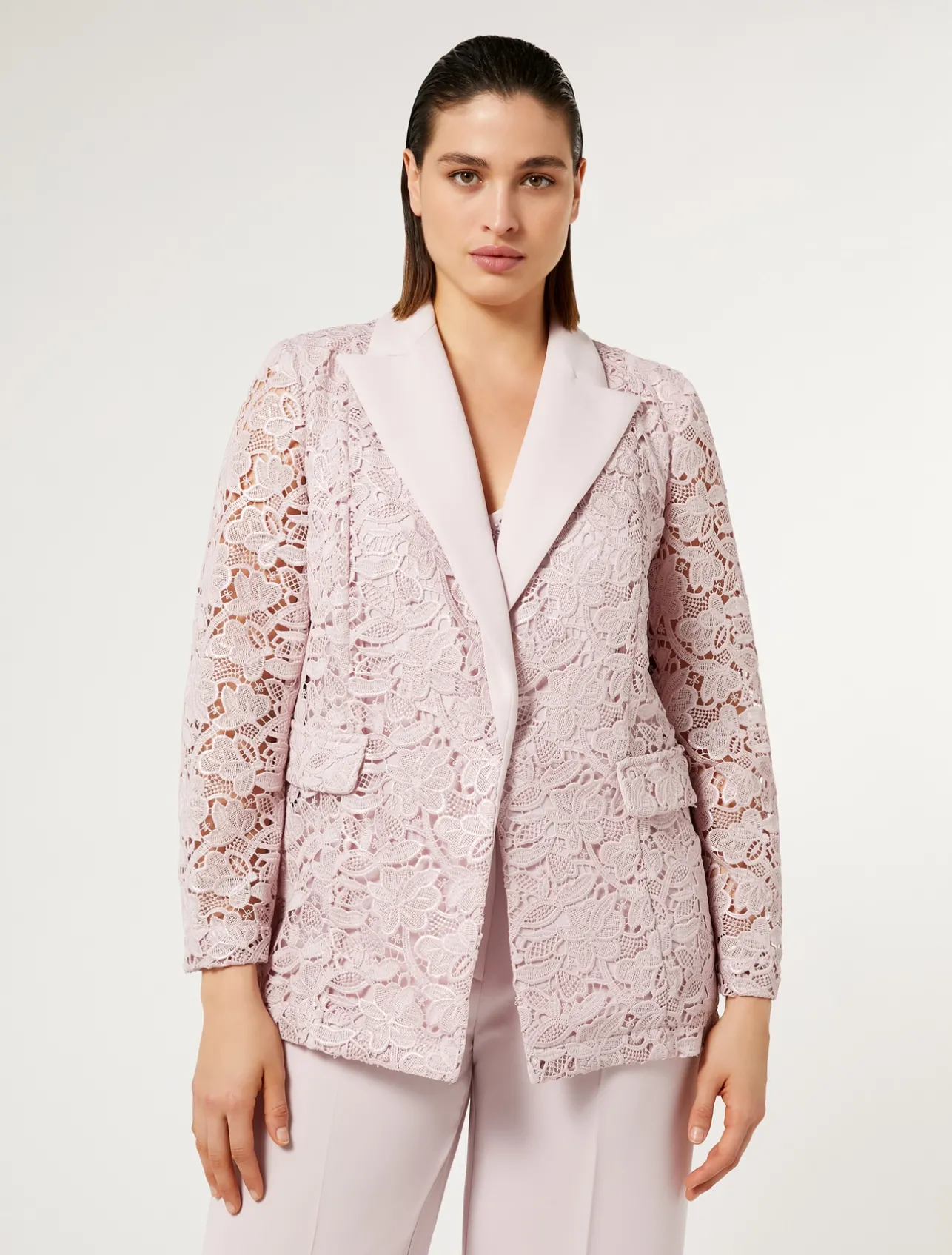 Sale Marina Rinaldi Blazer jacket in laminated macramé PINK