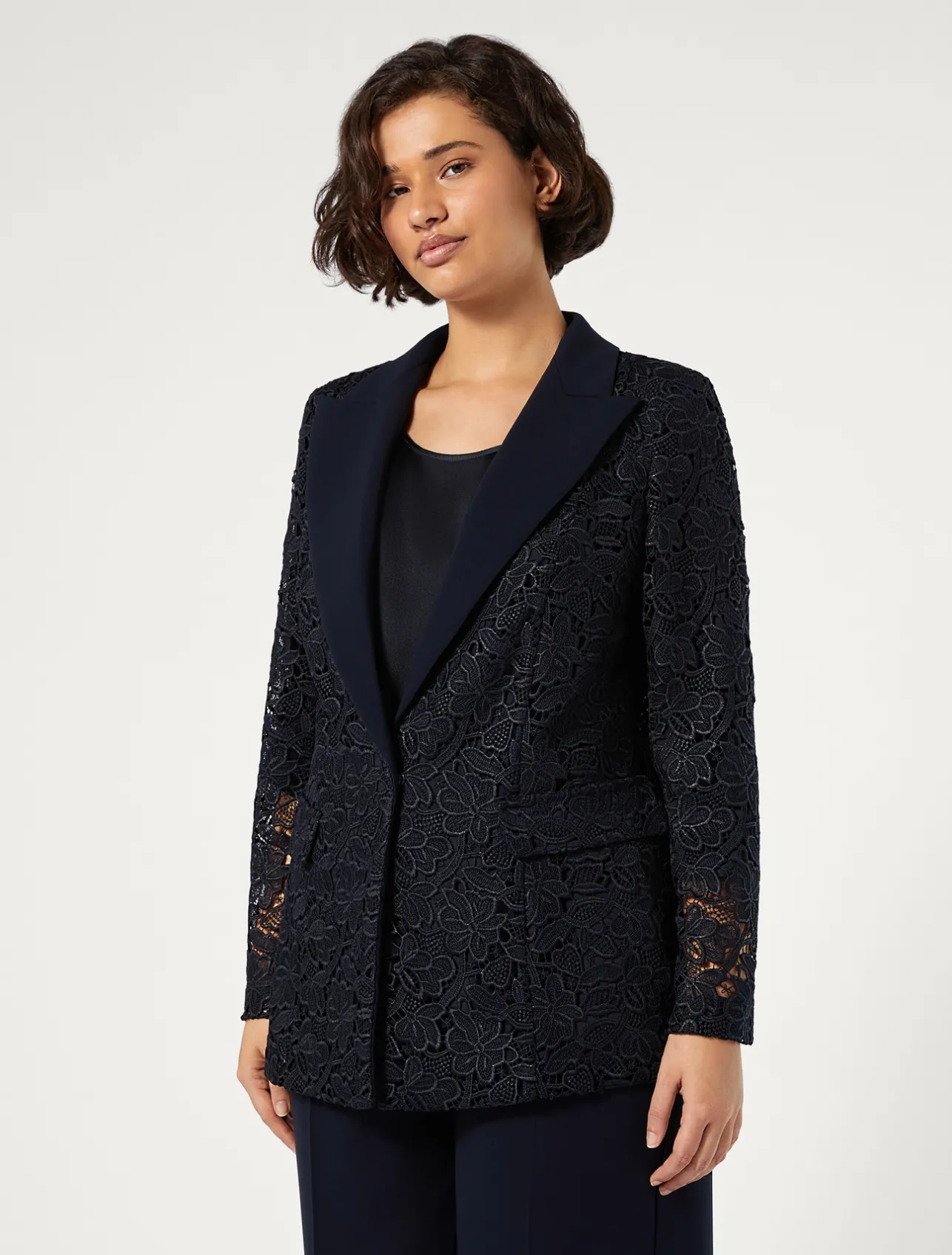 Discount Marina Rinaldi Blazer jacket in laminated macramé MIDNIGHTBLUE
