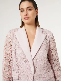 Sale Marina Rinaldi Blazer jacket in laminated macramé PINK