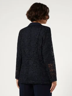 Discount Marina Rinaldi Blazer jacket in laminated macramé MIDNIGHTBLUE