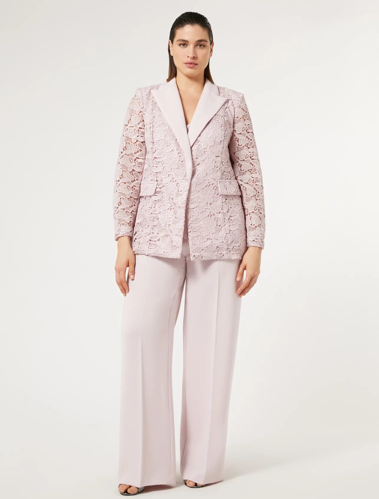Sale Marina Rinaldi Blazer jacket in laminated macramé PINK