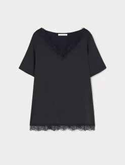 Fashion Marina Rinaldi Blouse with lace details ULTRAMARINE