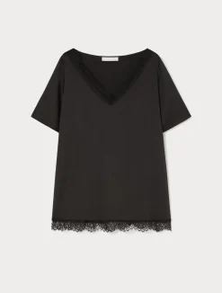 Online Marina Rinaldi Blouse with lace details BLACK