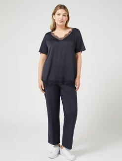 Fashion Marina Rinaldi Blouse with lace details ULTRAMARINE