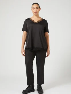 Online Marina Rinaldi Blouse with lace details BLACK
