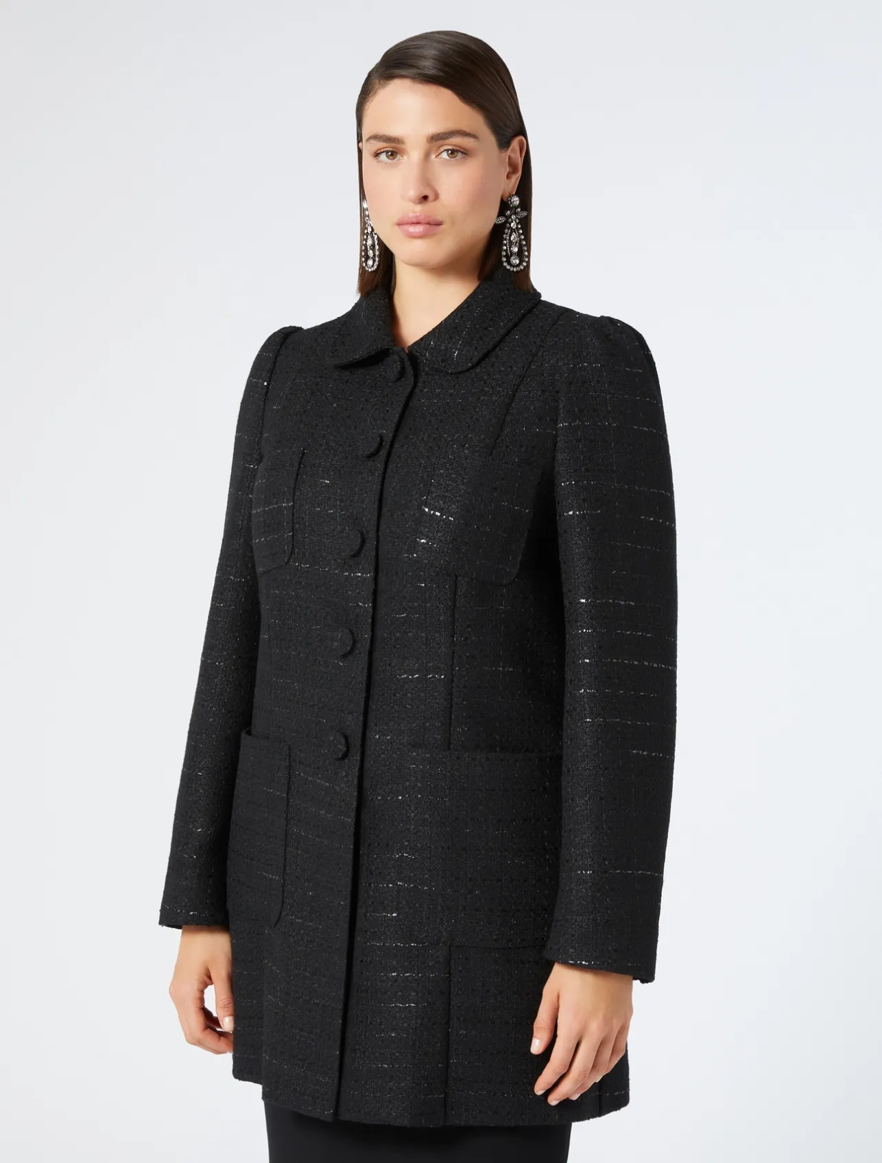 Best Marina Rinaldi Bouclé fabric jacket BLACK