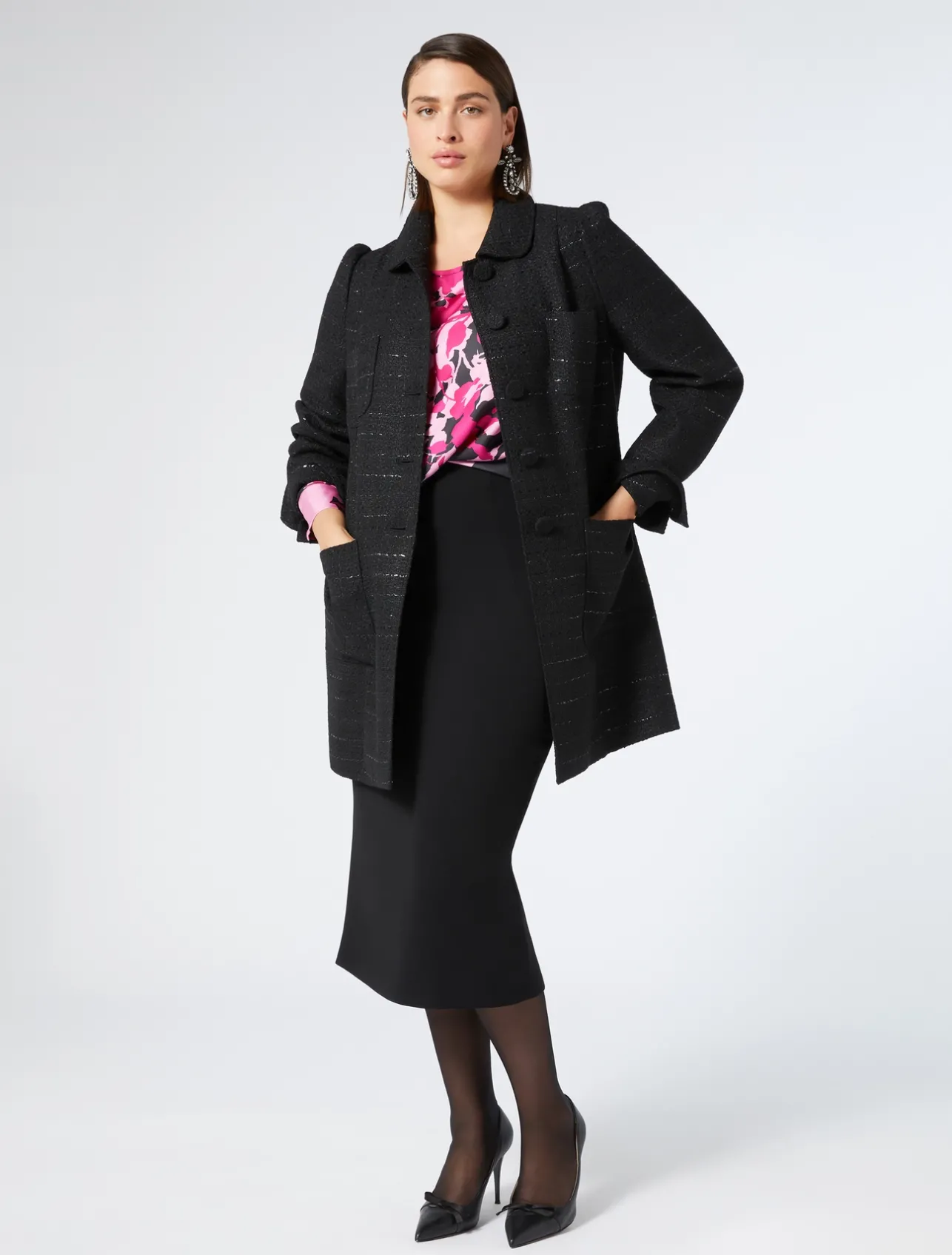 Best Marina Rinaldi Bouclé fabric jacket BLACK