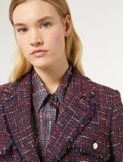 Best Marina Rinaldi Bouclé-effect jacket MIDNIGHTBLUE