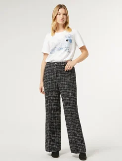 Clearance Marina Rinaldi Bouclé-effect trousers MIDNIGHTBLUE