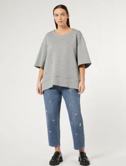 Best Marina Rinaldi Boyfriend jeans in embroidered denim NAVY