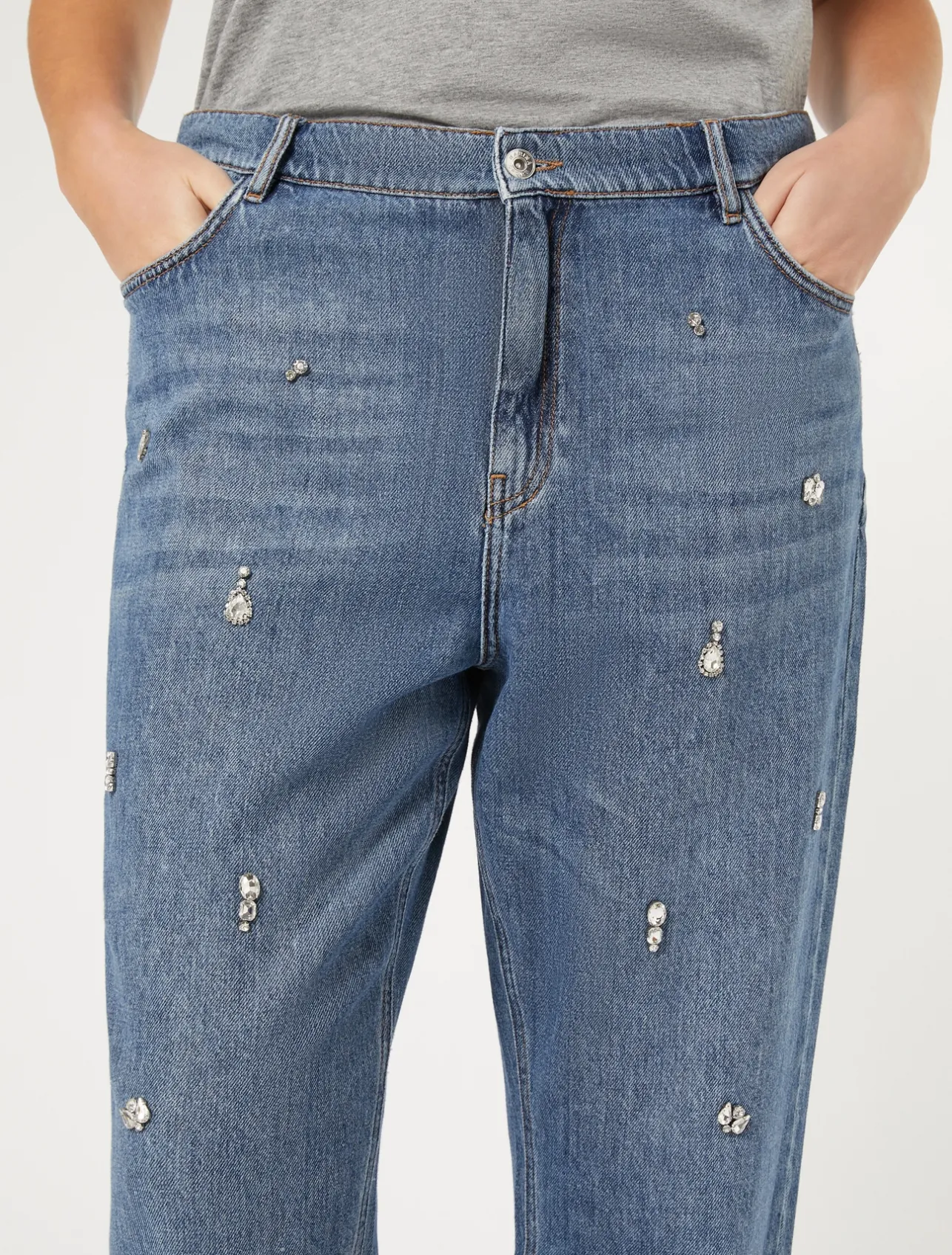 Best Marina Rinaldi Boyfriend jeans in embroidered denim NAVY
