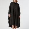 Fashion Marina Rinaldi Broderie anglaise poplin dress BLACK