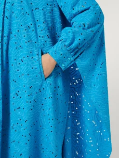 Discount Marina Rinaldi Broderie anglaise poplin dress TURQUOISE