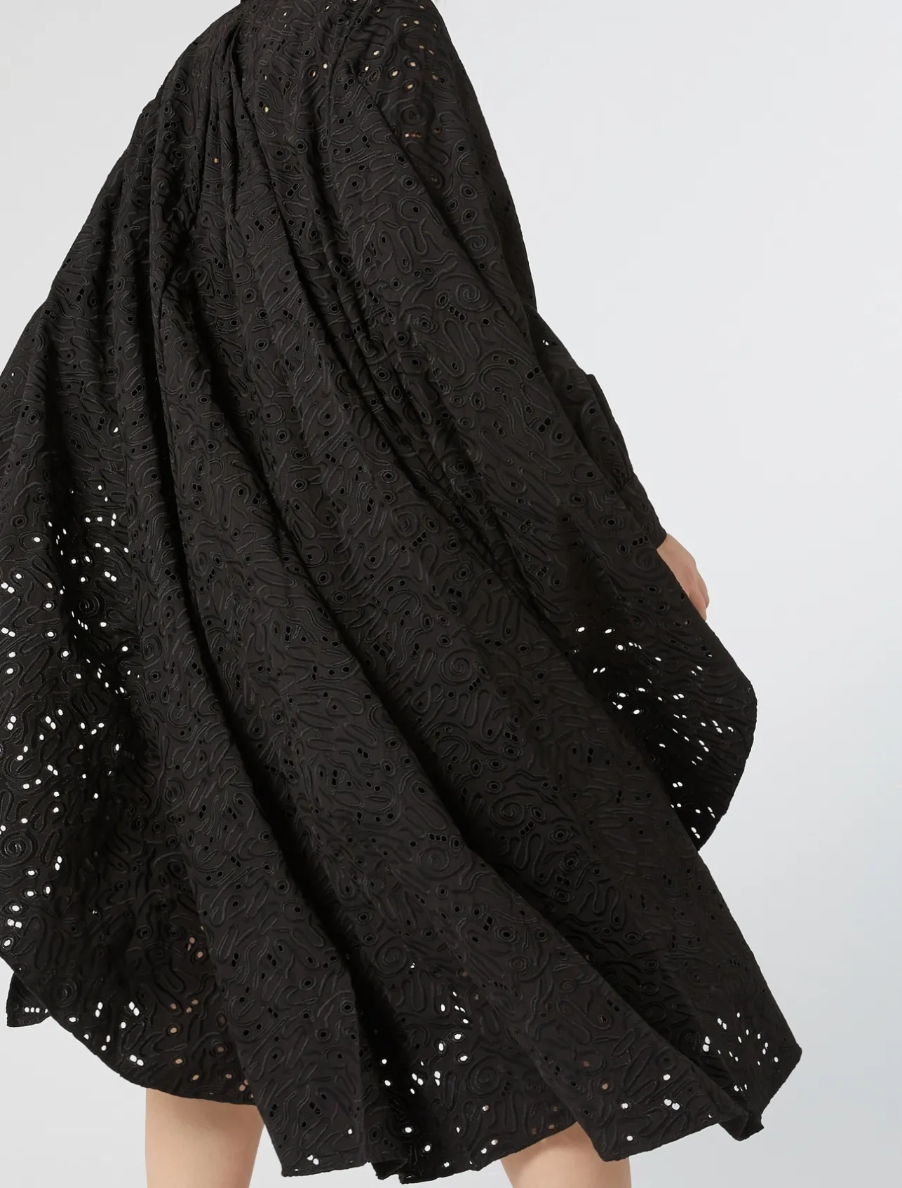 Fashion Marina Rinaldi Broderie anglaise poplin dress BLACK