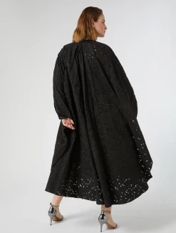 Fashion Marina Rinaldi Broderie anglaise poplin dress BLACK