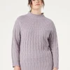 Hot Marina Rinaldi Cable-knit cashmere-blend sweater WISTERIA