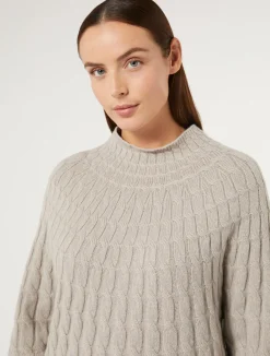 New Marina Rinaldi Cable-knit cashmere-blend sweater TURTLEDOVE