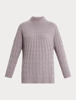 Hot Marina Rinaldi Cable-knit cashmere-blend sweater WISTERIA
