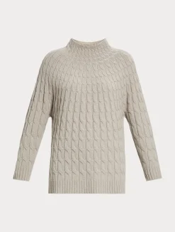 New Marina Rinaldi Cable-knit cashmere-blend sweater TURTLEDOVE