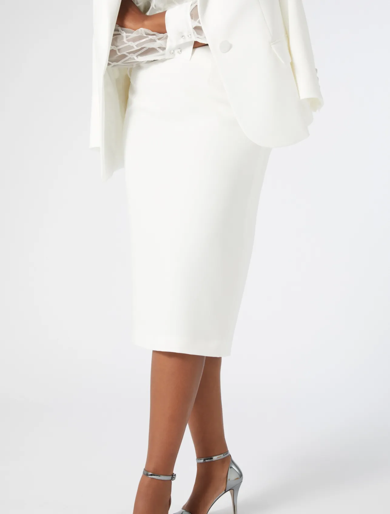 Fashion Marina Rinaldi Cady pencil skirt WHITE