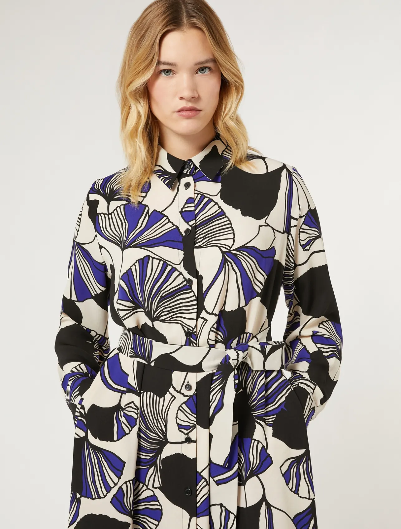 Fashion Marina Rinaldi Cady shirt dress ULTRAMARINE