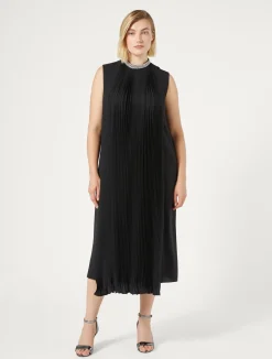 Online Marina Rinaldi Calf-length crepe dress BLACK
