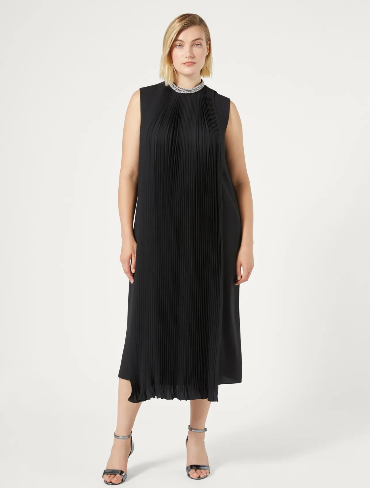 Online Marina Rinaldi Calf-length crepe dress BLACK