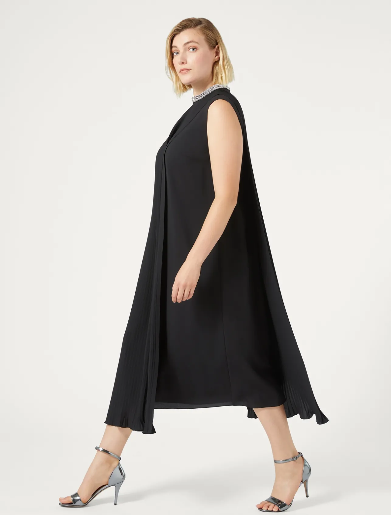 Online Marina Rinaldi Calf-length crepe dress BLACK