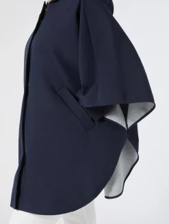 Online Marina Rinaldi Canvas and jersey mélange cape MIDNIGHTBLUE
