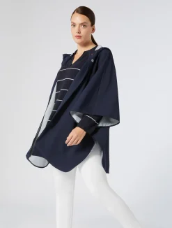 Online Marina Rinaldi Canvas and jersey mélange cape MIDNIGHTBLUE