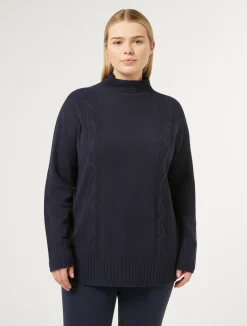 Outlet Marina Rinaldi Cashmere blend turtleneck jumper MIDNIGHTBLUE
