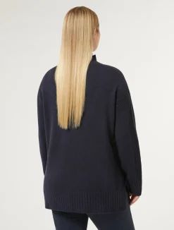 Outlet Marina Rinaldi Cashmere blend turtleneck jumper MIDNIGHTBLUE