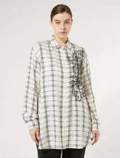 Clearance Marina Rinaldi Checked shirt with embroidery IVORY