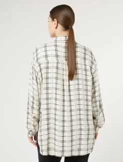 Clearance Marina Rinaldi Checked shirt with embroidery IVORY