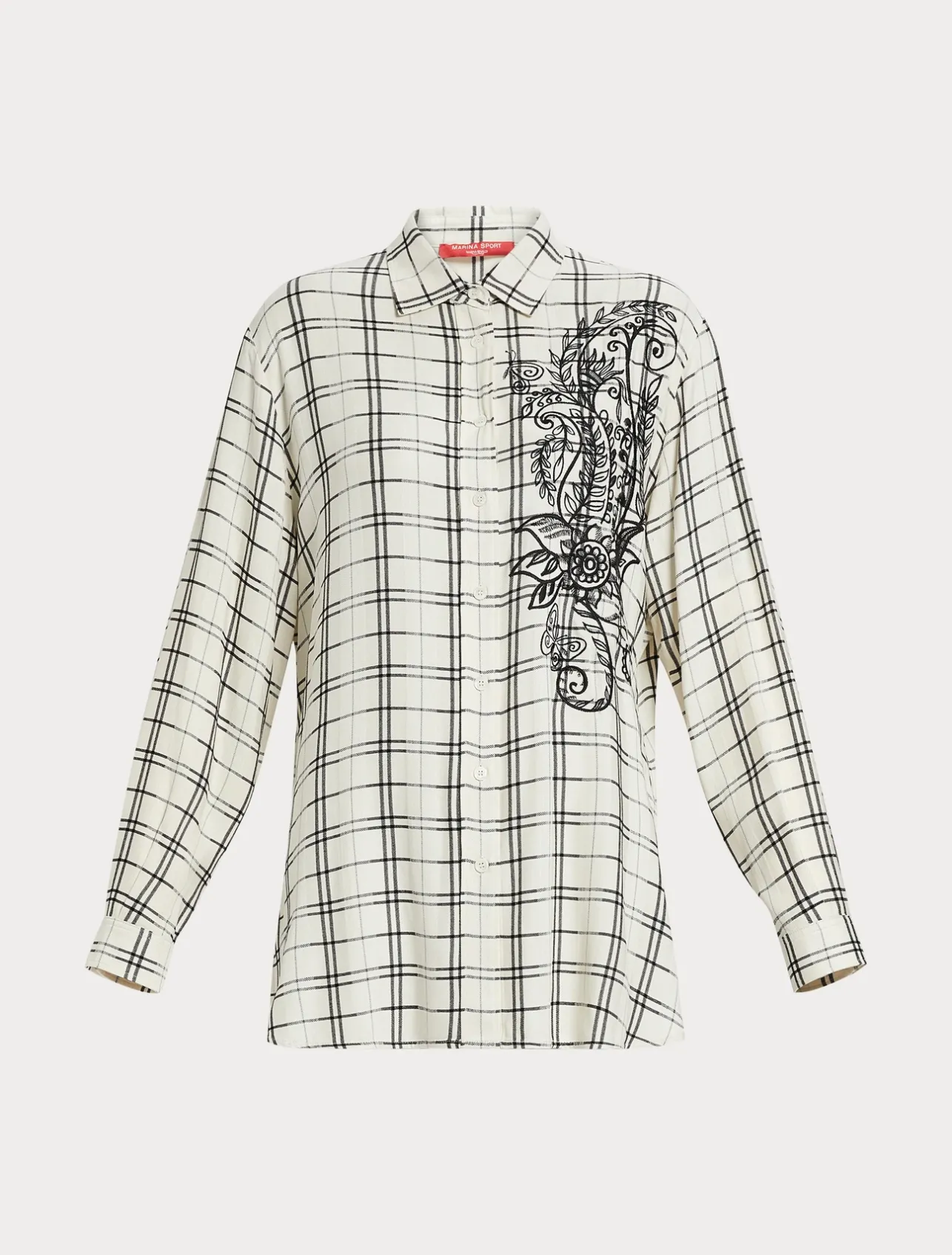 Clearance Marina Rinaldi Checked shirt with embroidery IVORY