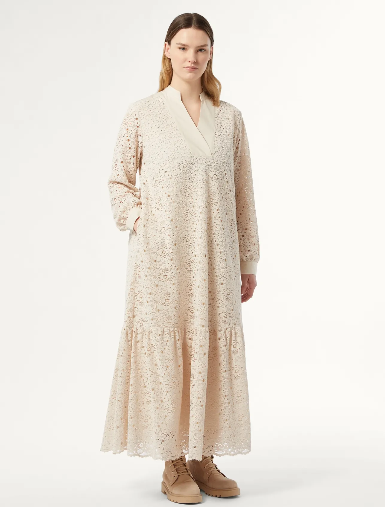New Marina Rinaldi Chenille lace dress NATURAL