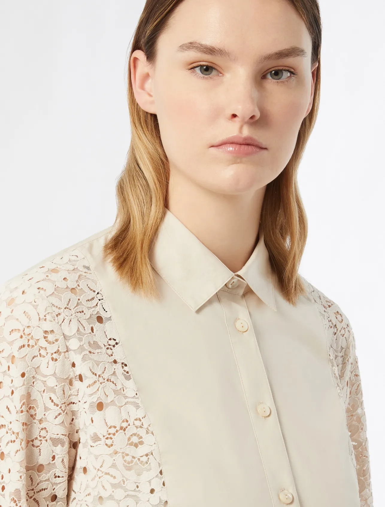 Outlet Marina Rinaldi Chenille lace shirt NATURAL