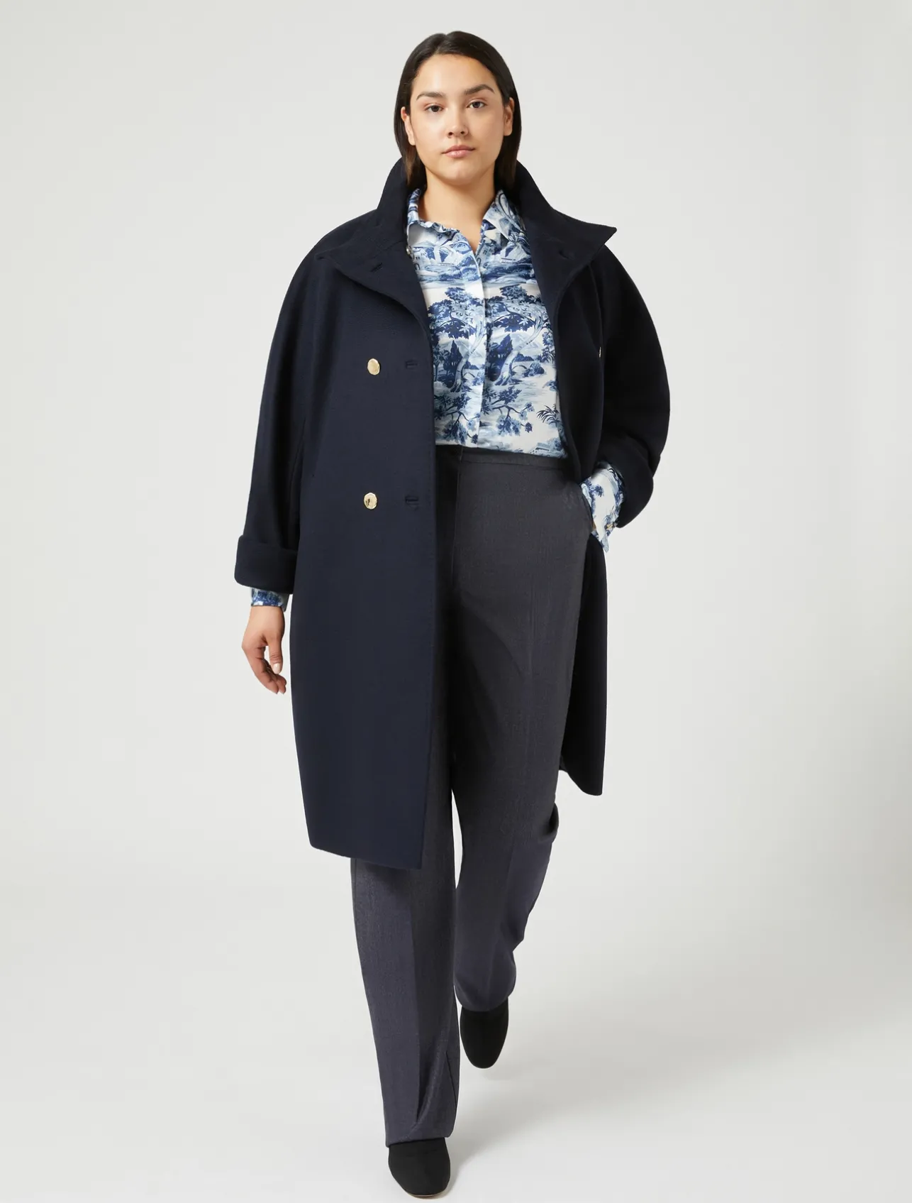Sale Marina Rinaldi Coat in wool drap MIDNIGHTBLUE