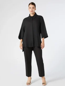 Online Marina Rinaldi Coated fabric trousers BLACK