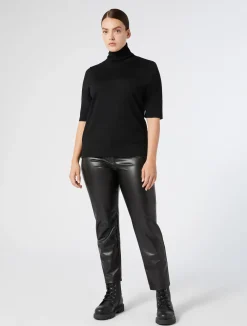 Discount Marina Rinaldi Coated fabric trousers BLACK