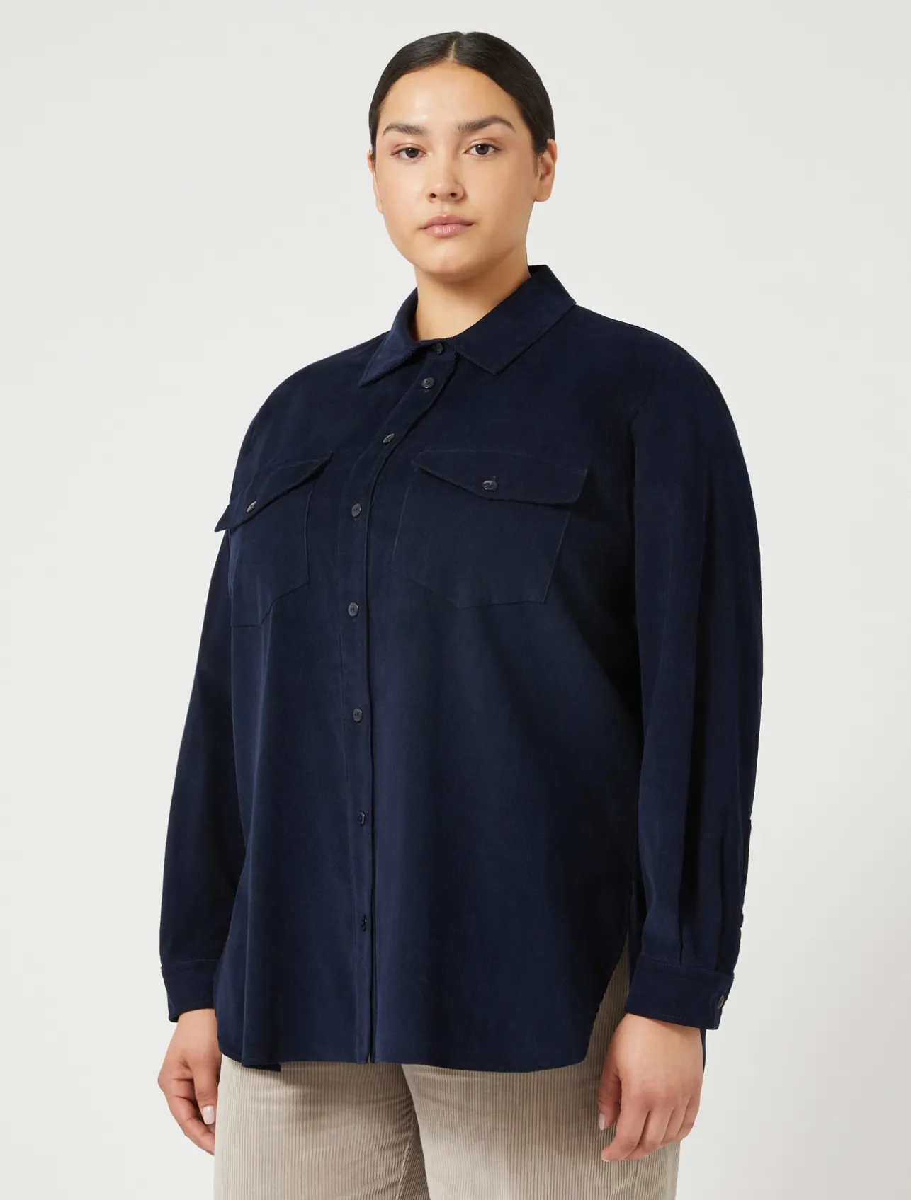 Best Marina Rinaldi Corduroy shirt NAVY