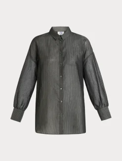 Hot Marina Rinaldi Cotton and silk canvas shirt DARKGREY