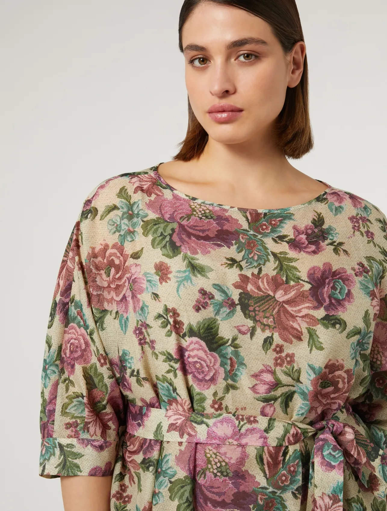 Sale Marina Rinaldi Cotton and silk voile dress PALEYELLOW